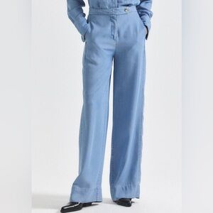 Derek Lam 10 Crosby Eli Wide Leg Trousers Pants Blue Size 4 NWT